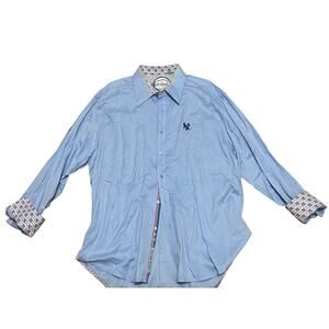 Robert Graham Men 3XL Rare New York Yankee Flip Cuff Light Blue Baseball Buttons